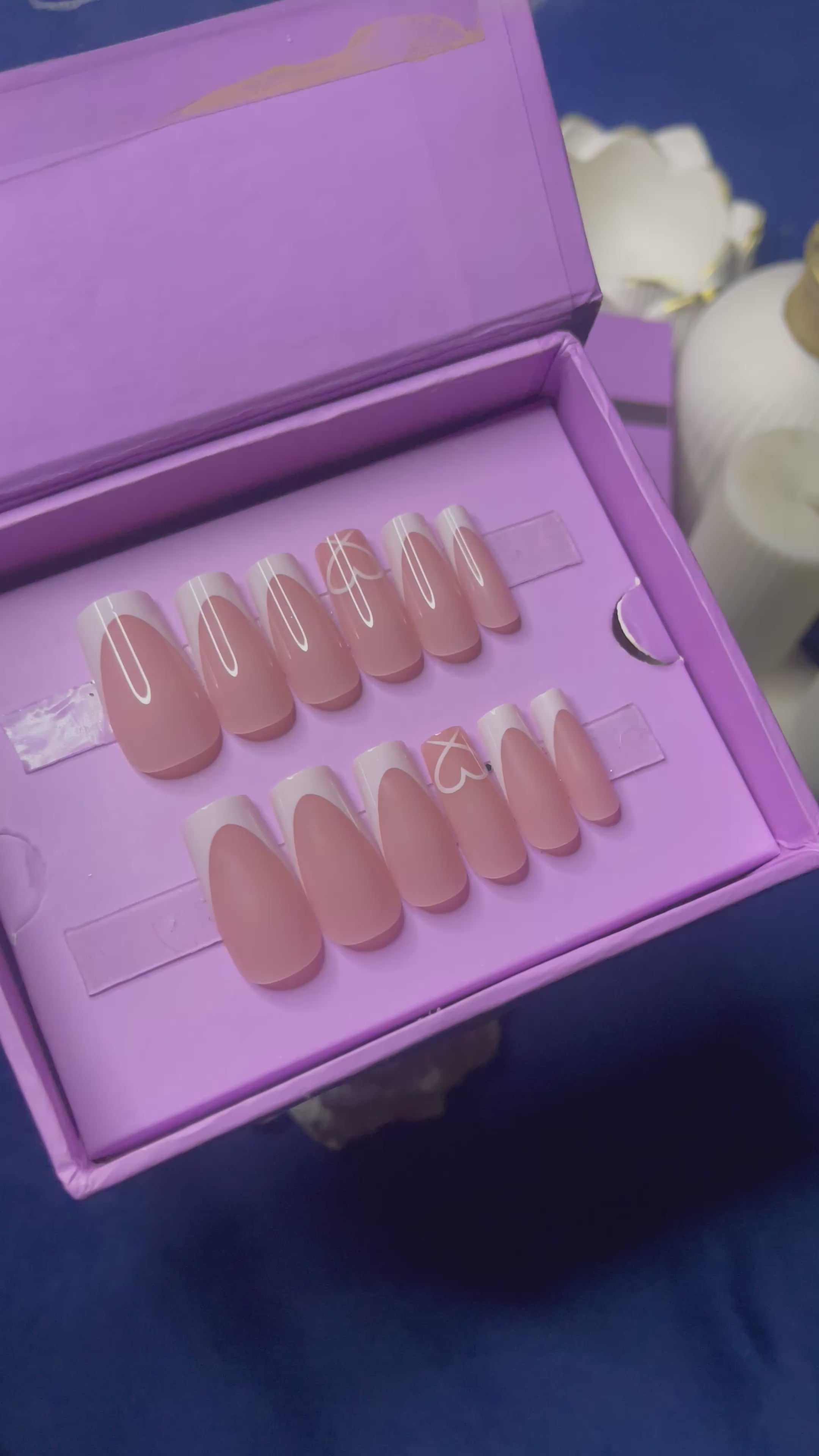 Modern White French- Square Press On Nails