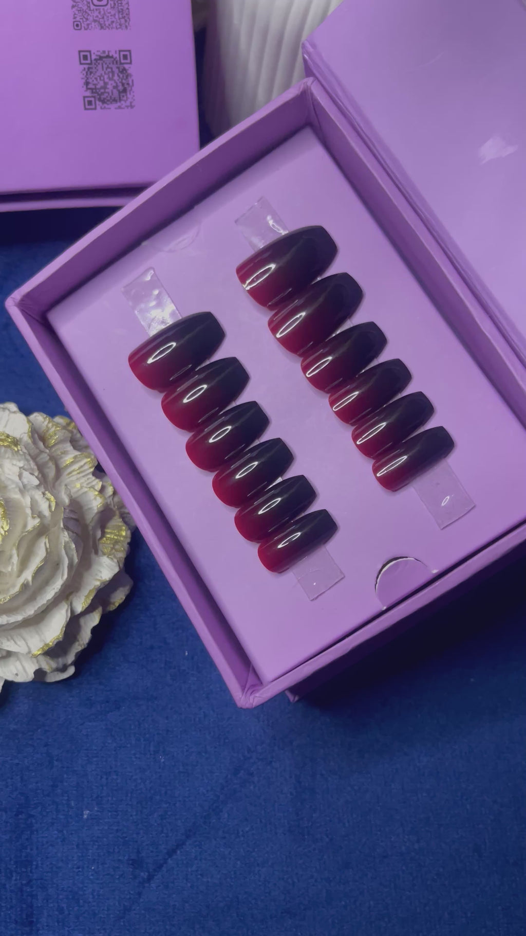 Red & Black Ombre- Coffin Press on Nails