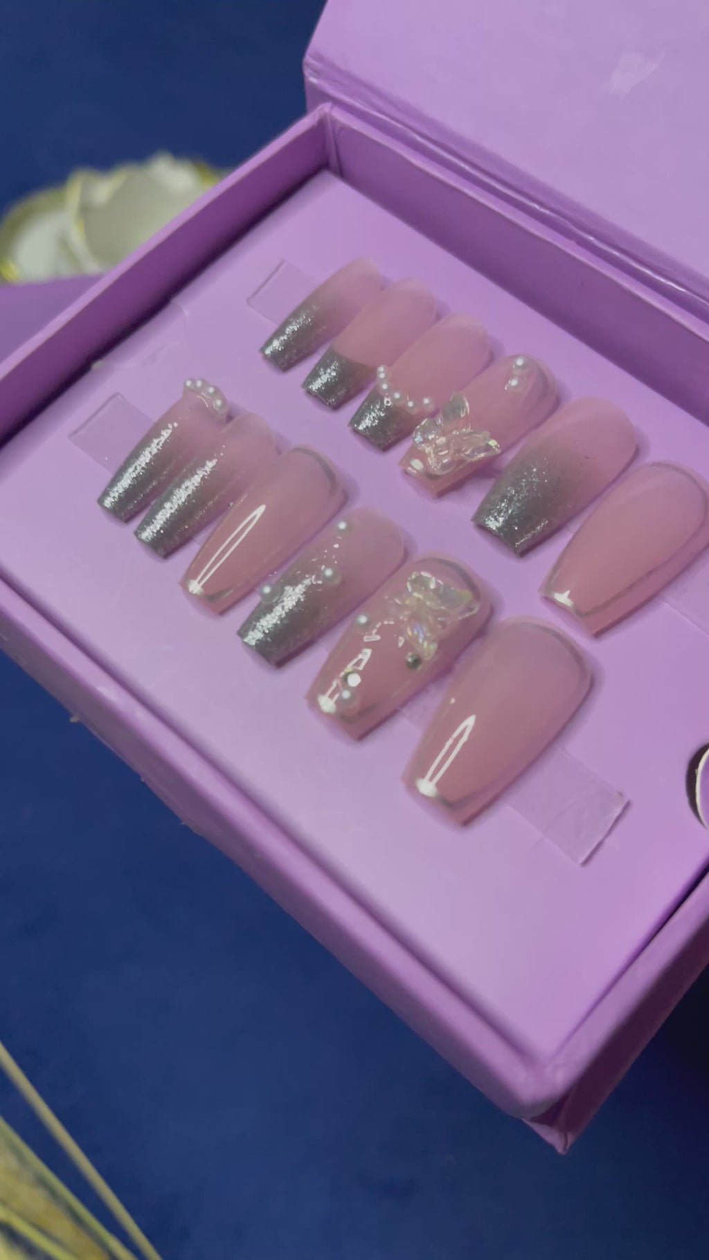 Silver French Chrome- Coffin Press Ons