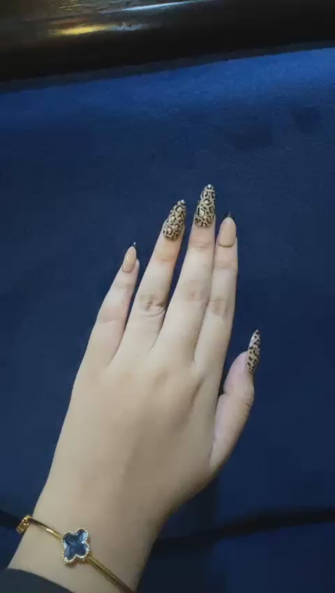 Black & Gold Leopard Glam Press-On Nails