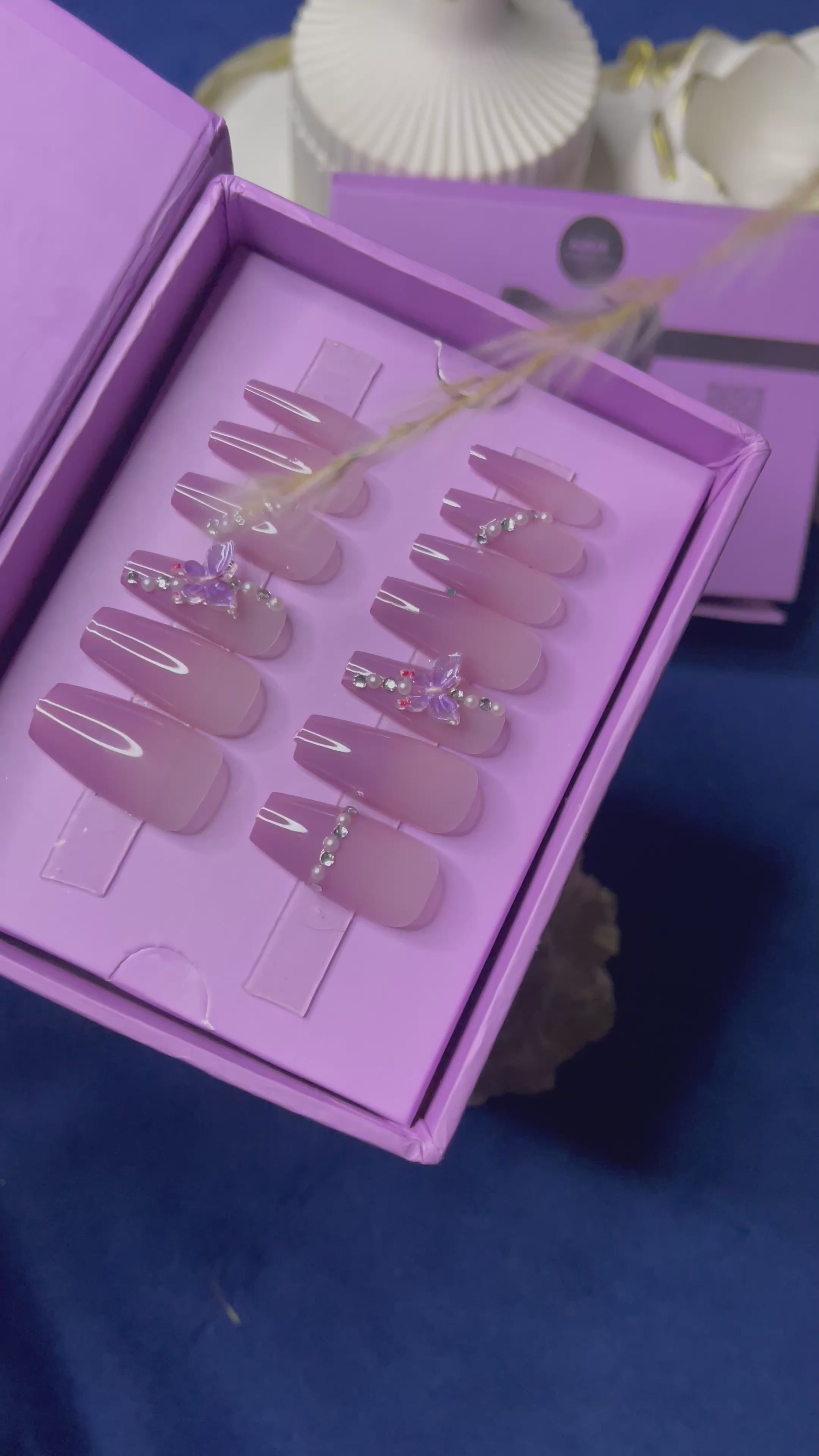 Purple Luxury Ombre- Coffin Press on Nails