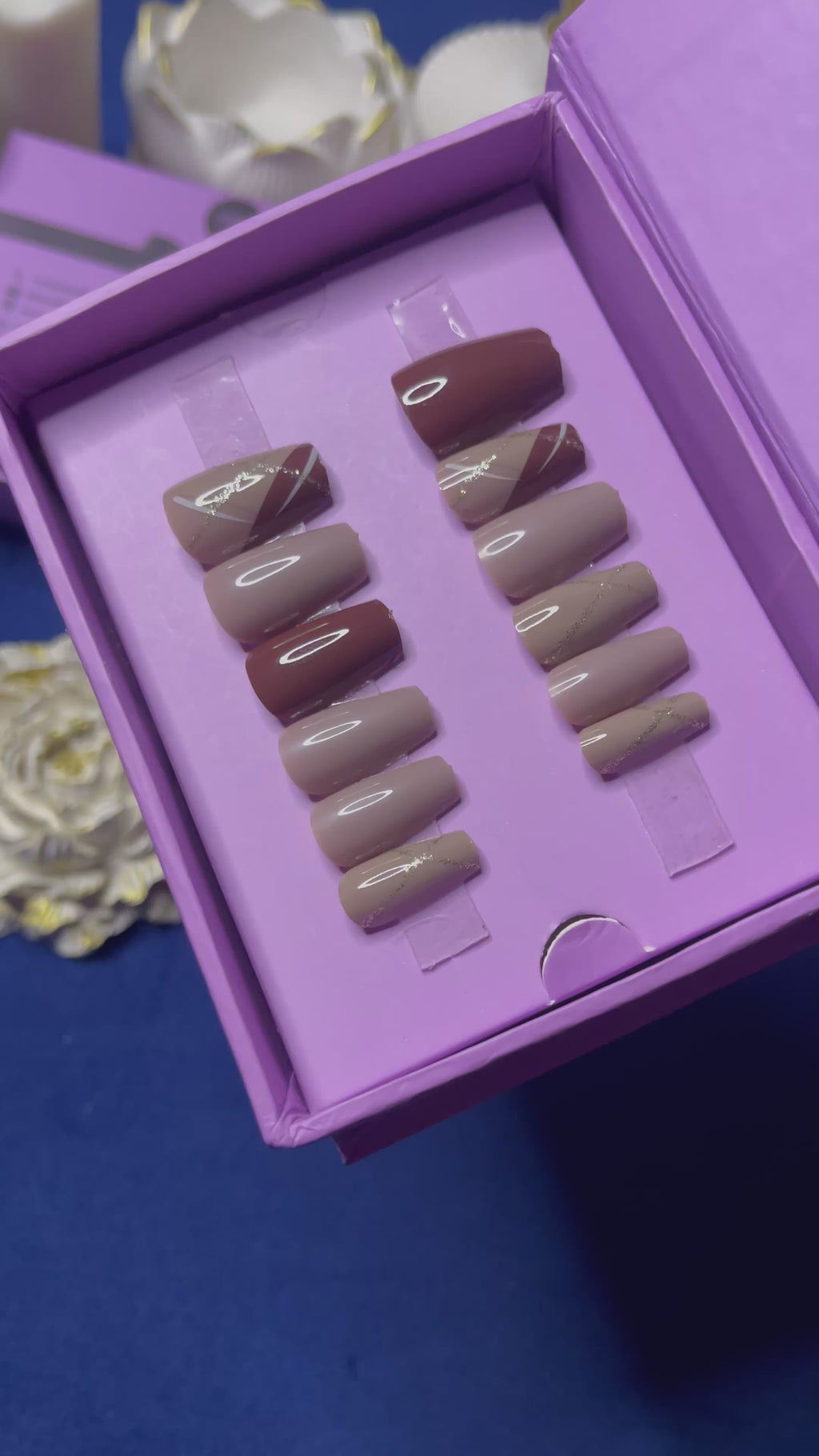 Brown French - Coffin Press Ons