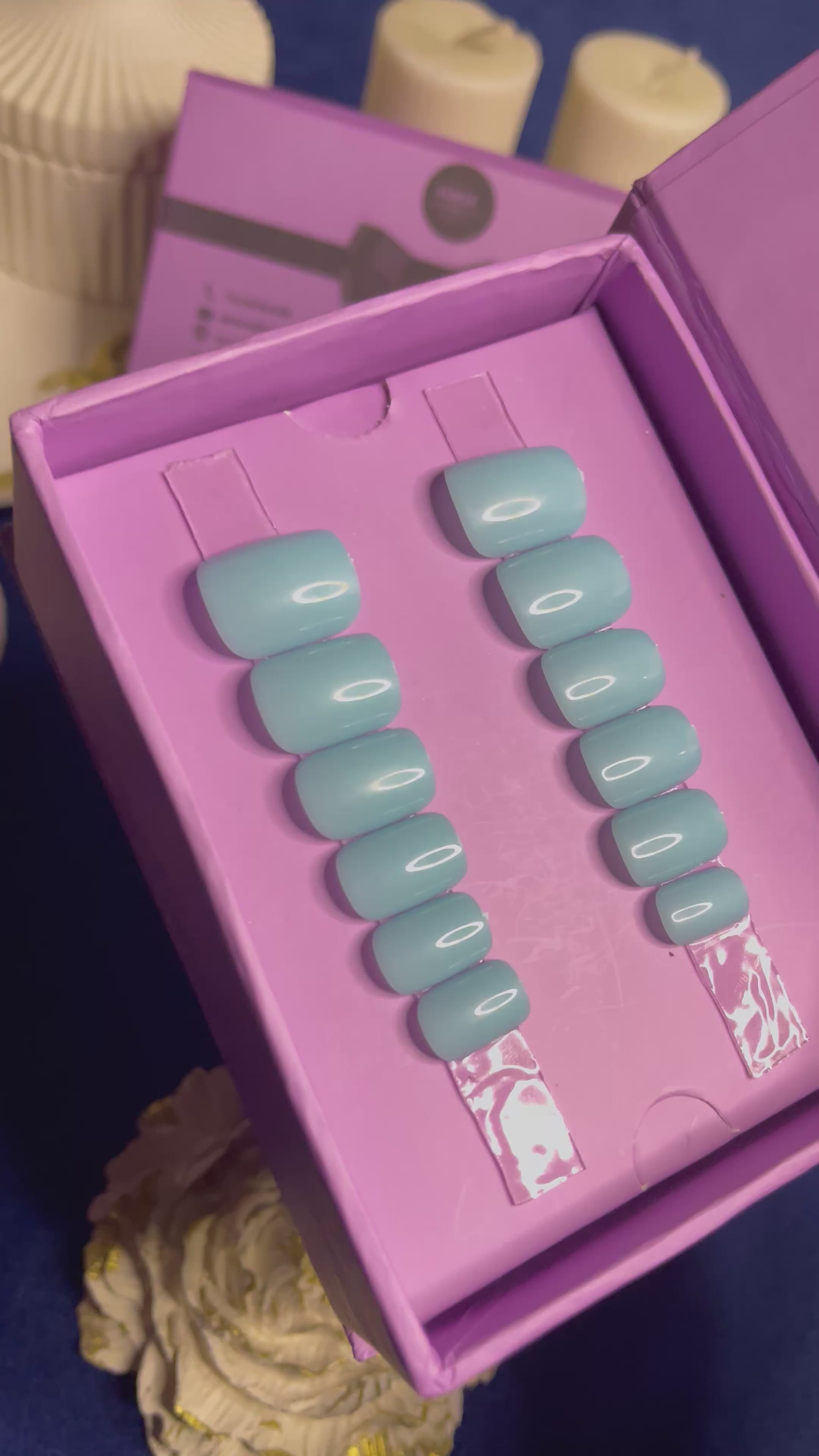 Plain sky blue - Short Square Press Ons