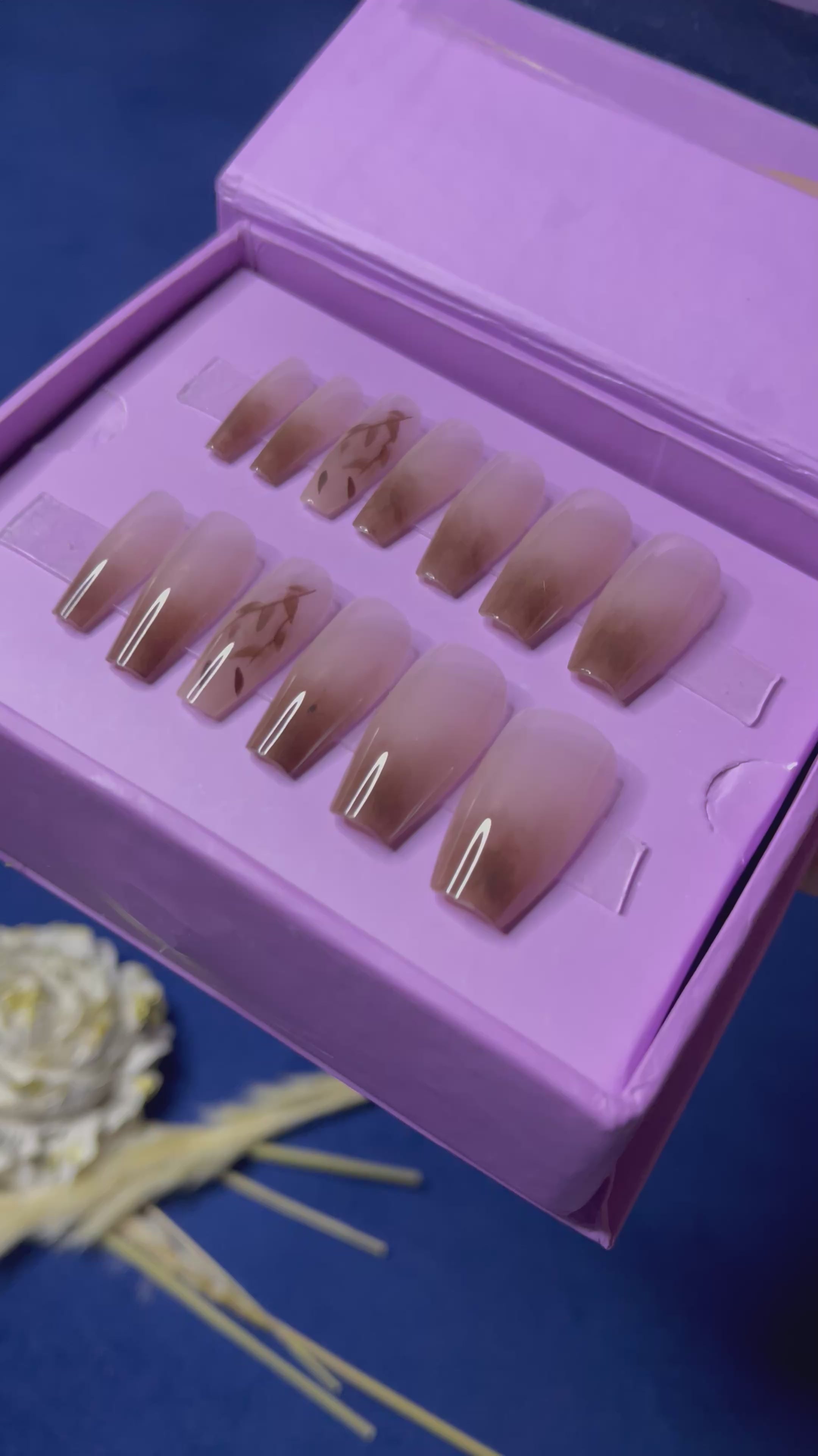 Ombre Brown- Coffin Press Ons