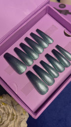 Shine like Pistachio Ombre - Coffin Extra Long Press Ons