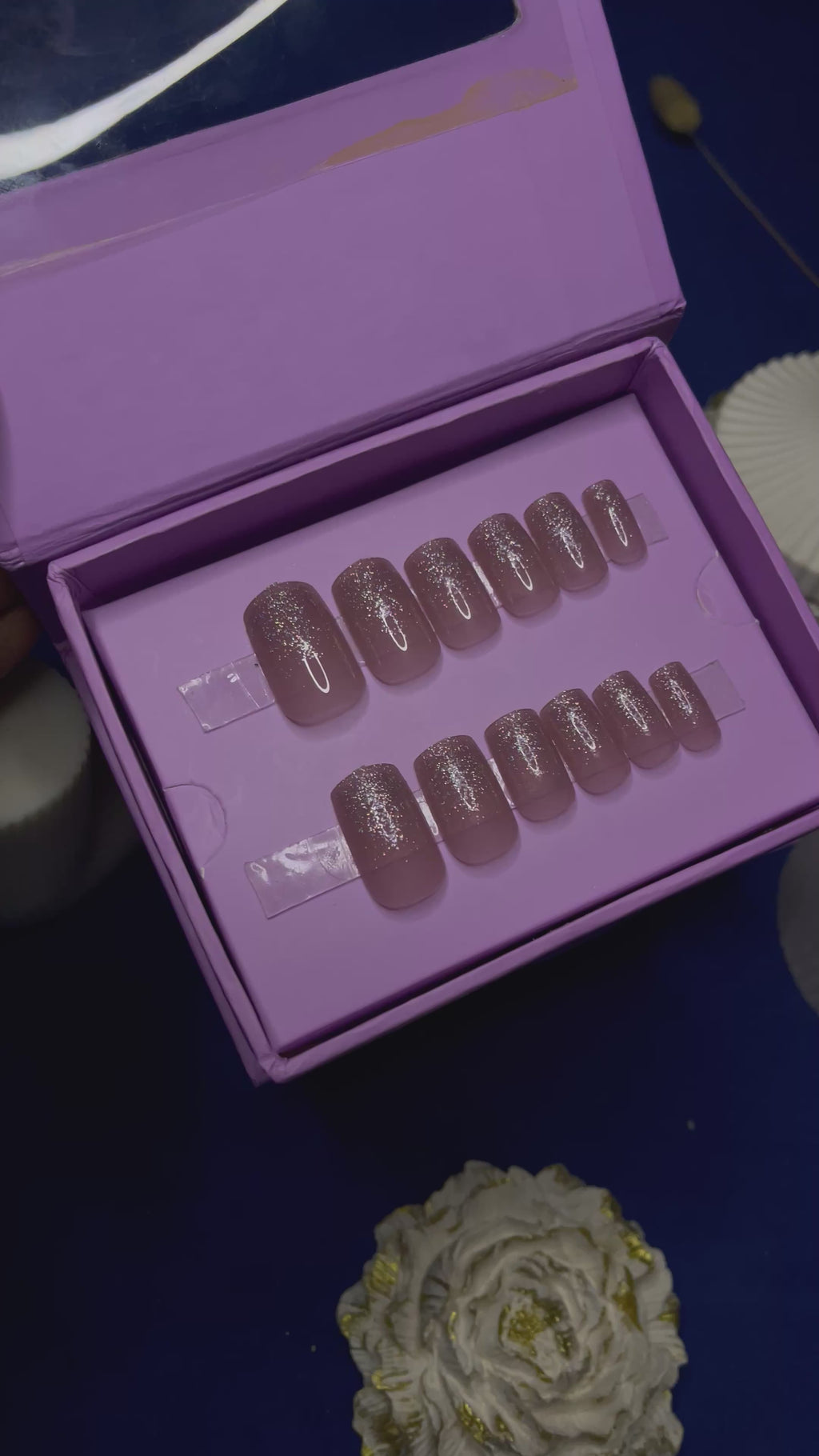 Shimmery Ombre Nude- Square Press Ons