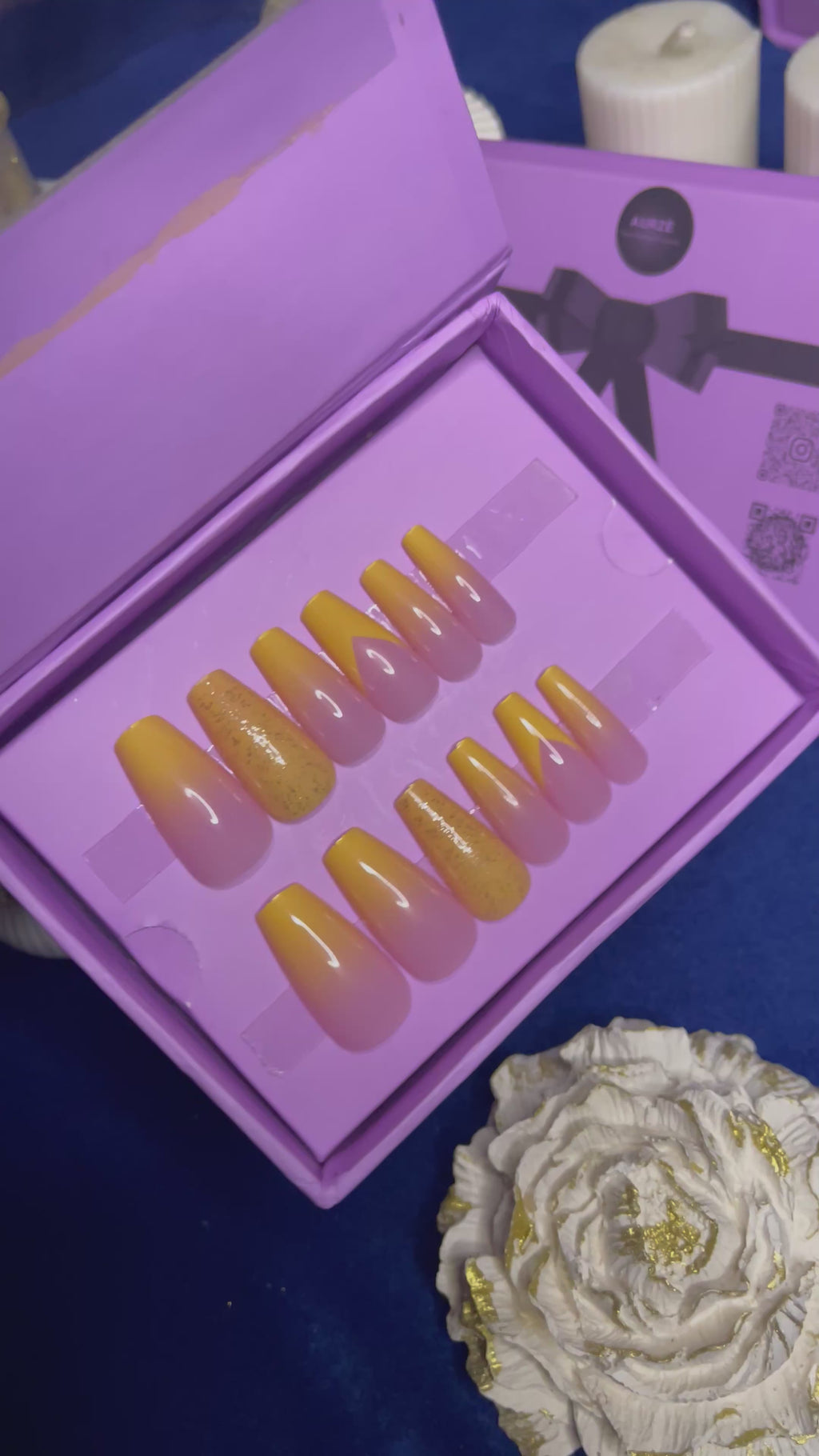 Yellow Ombre Mayon Inspo - Coffin Press Ons