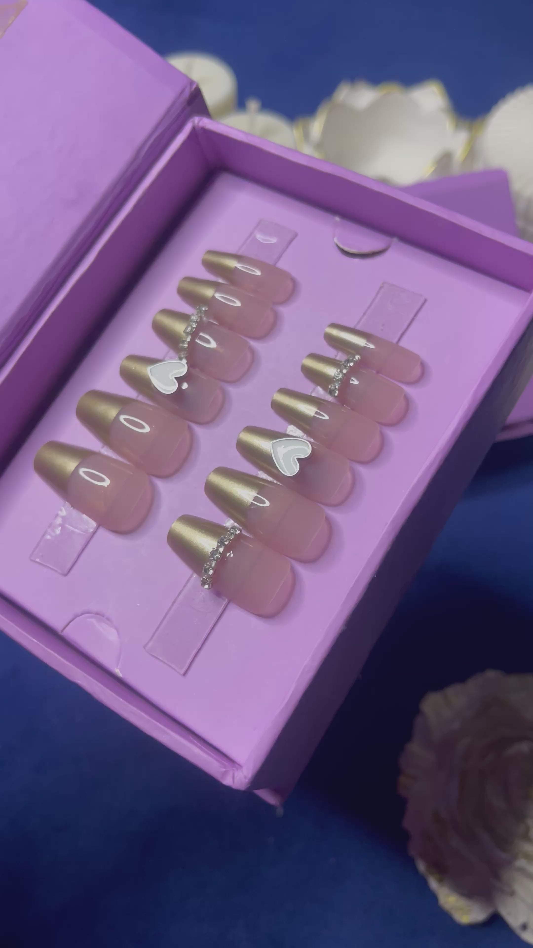 Gold Heart French - Coffin Press Press On Nails