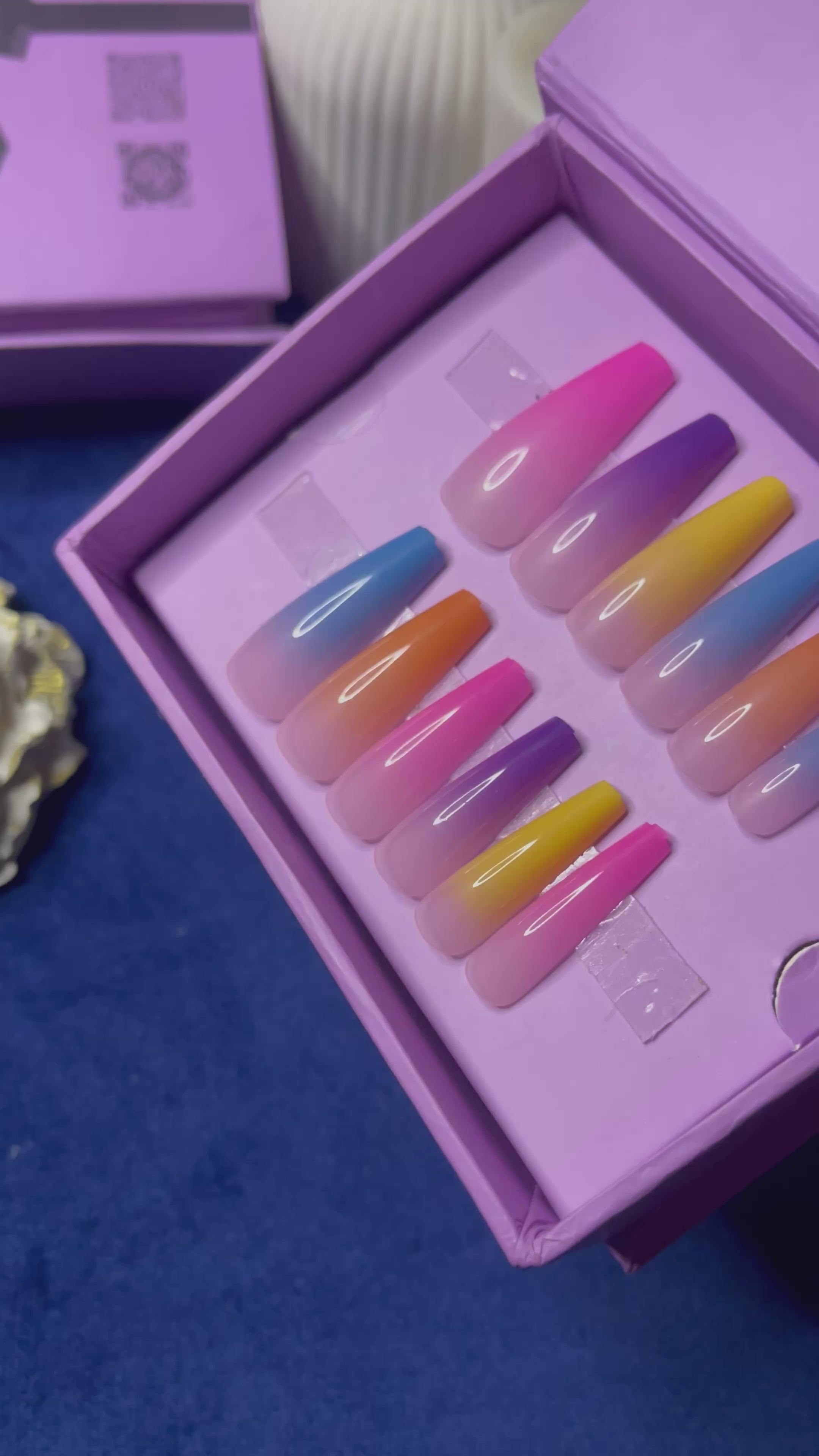 Multi Ombre- Coffin Press On Nails