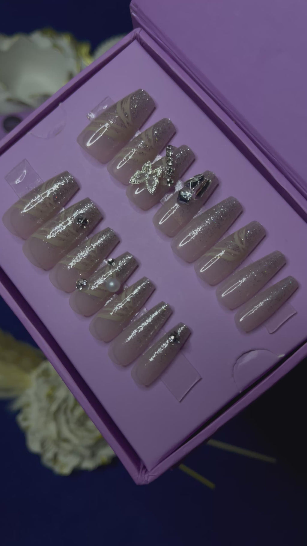 Silver Butterfly - Coffin Press Ons