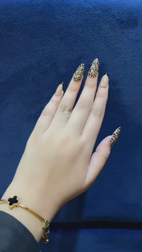 Black & Gold Leopard Glam Press-On Nails