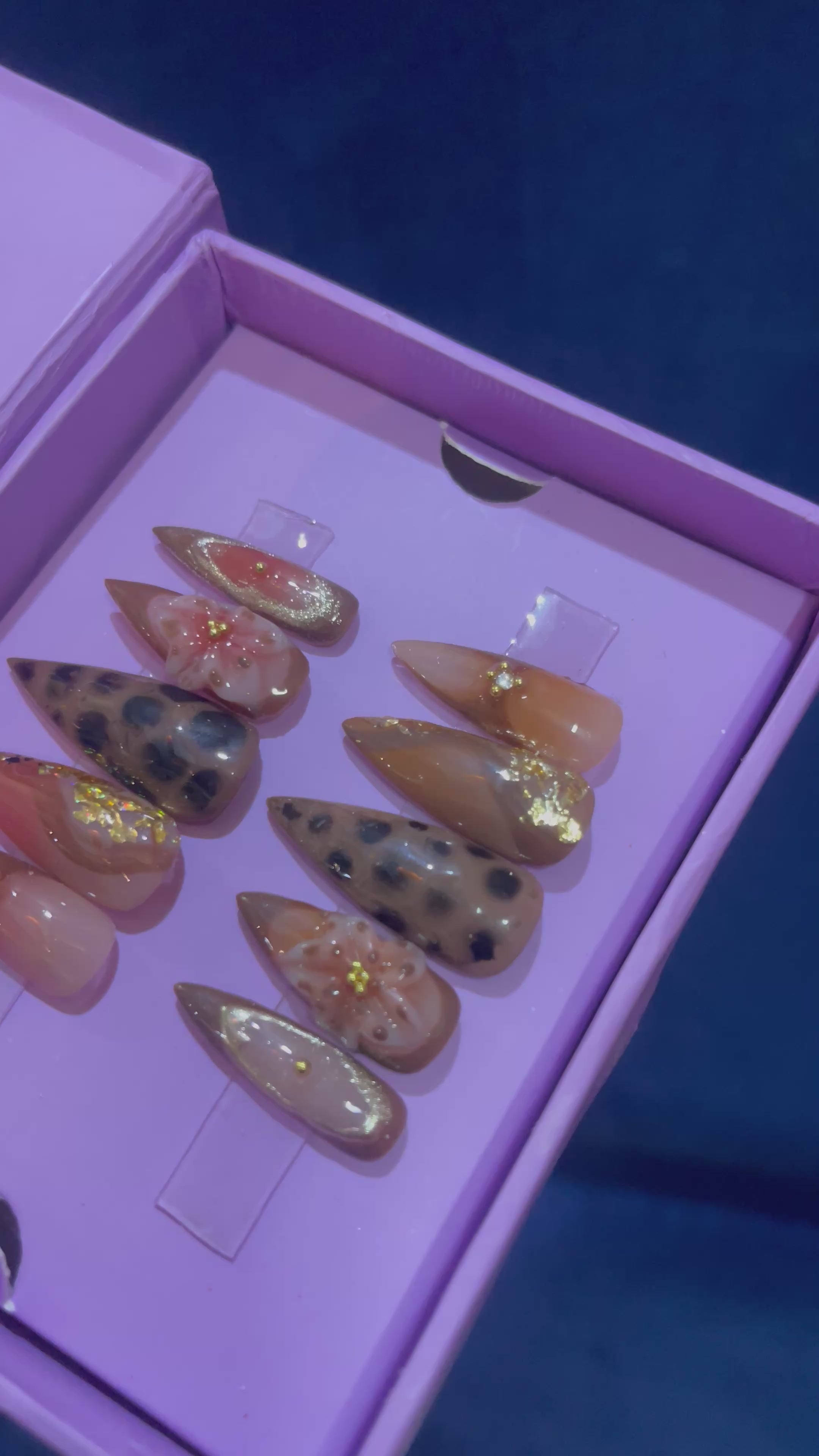 Aura of Leopard Brown- Stiletto Press On Nails